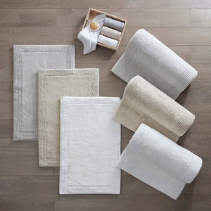 24" W x 72" L Grey Splendor Rectangular 100% Cotton Reversible Solid Bath Rug