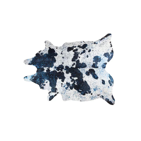 Sprowston Handmade Cowhide Area Rug in White/Blue 6 x 7