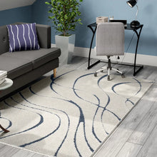 Load image into Gallery viewer, Stacie Abstract Area Rug in Cream/Blue, Rectangle 8&#39; x 10&#39;
