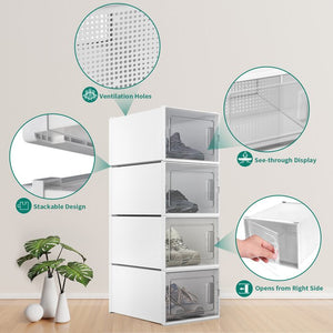 White Stackable Shoe Storage Box (Set of 18)