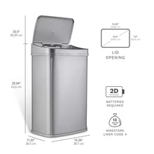 Load image into Gallery viewer, Silver Stainless Steel 13.2 Gallon Motion Sensor Trash Can
