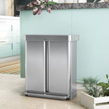 Load image into Gallery viewer, Stainless Steel Step on Multi-Compartments Trash &amp; Recycling Bin
