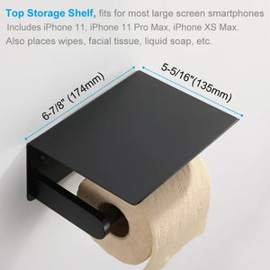 Stainless Steel Toilet Paper Holder with Phone Shelf