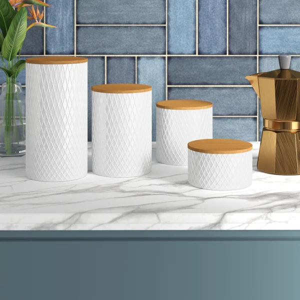 Stansel Diamond 4 Piece Kitchen Canister Set
