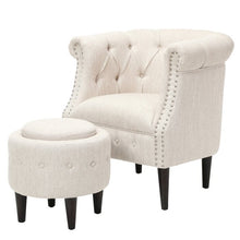Load image into Gallery viewer, Starks Tufted Fabric Chesterfield Chair and Ottoman Beige #1835HW
