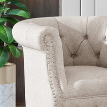 Load image into Gallery viewer, Starks Tufted Fabric Chesterfield Chair and Ottoman Beige #1835HW
