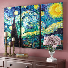 Load image into Gallery viewer, 36&quot; H x 54&quot; W x 2&quot; D Starry Night by Vincent Van Gogh - 3 Piece Wrapped Canvas Graphic Art
