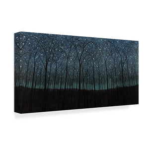 24" H x 47" W x 2" D Teal/Black/White 'Starry Trees' Graphic Art Print on Wrapped Canvas 1613AH