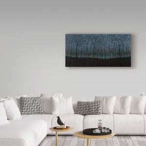 24" H x 47" W x 2" D Teal/Black/White 'Starry Trees' Graphic Art Print on Wrapped Canvas 1613AH