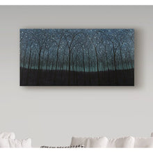 Load image into Gallery viewer, 24&quot; H x 47&quot; W x 2&quot; D Teal/Black/White &#39;Starry Trees&#39; Graphic Art Print on Wrapped Canvas 1613AH
