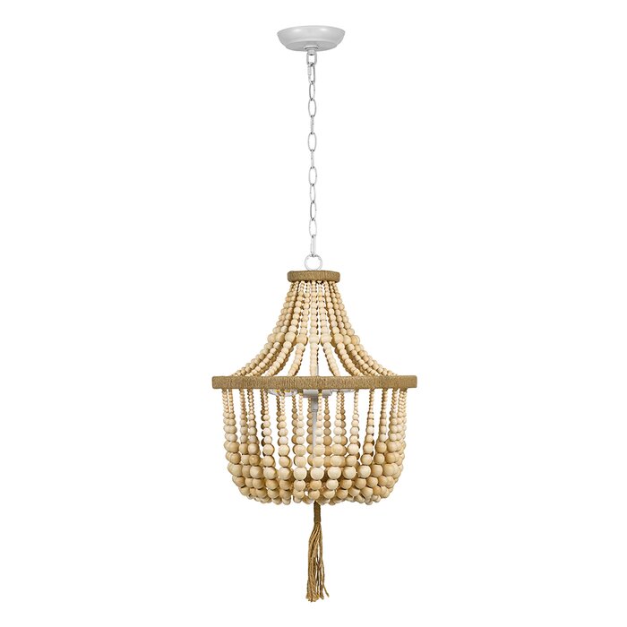 Natural Wirrindela 2 - Light Unique / Statement Chandelier with Beaded Accents #9921
