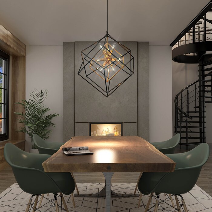 Matte Brass Alson 9 - Light Unique / Statement Geometric Chandelier #AD208