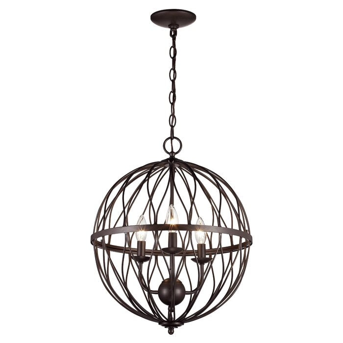 Wanette 3 - Light Unique / Statement Globe Chandelier, Oil Rubbed Bronze #2324HW