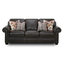 Load image into Gallery viewer, Stegall Genuine Leather 89&quot; Rolled Arm Sofa Dark Gray
