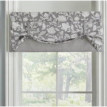 Load image into Gallery viewer, Stencil Floral Cotton Tie-Up 60'' Window Valance in Charcoal
