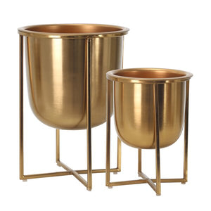 Stickney 2 Piece Metal Pot Planter Set Gold(2396RR)