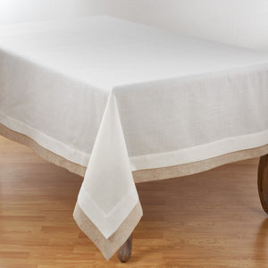 140" x 67" Ivory Stinson Double Layer Tablecloth (1584ND)