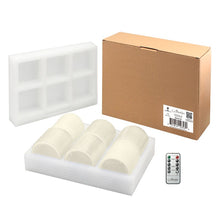 Load image into Gallery viewer, 4&#39;&#39; H x 3&#39;&#39; W x 3&#39;&#39; D Cream Stonebriar 6 Pack Real Wax 3X4 Flameless LED Pillar Candles With Remote And Timer (Part number: SB-6312A) (Set of 6) OG243

