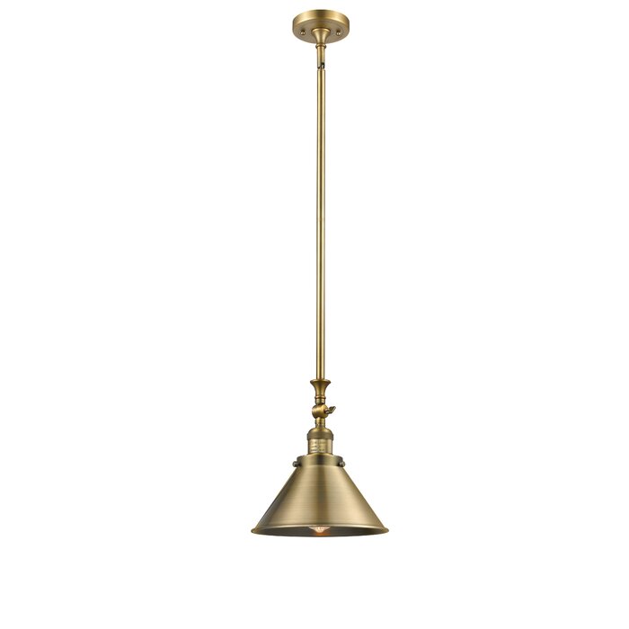 Brushed Brass Stonecrest 1-Light Single Cone Pendant #910HW