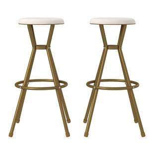 Lanoue 30" Bar Stools Set of 2 , Color: Gold/ White, #6476