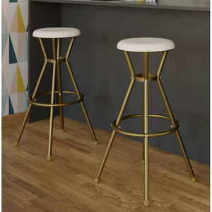 Lanoue 30" Bar Stools Set of 2 , Color: Gold/ White, #6476