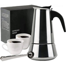 Load image into Gallery viewer, Stovetop Espresso Maker Stainless Steel 6 Cup Espresso Moka Pot For Full Flavored Espresso Percolator Italian Coffee Maker Stainless Steel Espresso Maker With Gift Package(2 Cups,1 Spoon)
