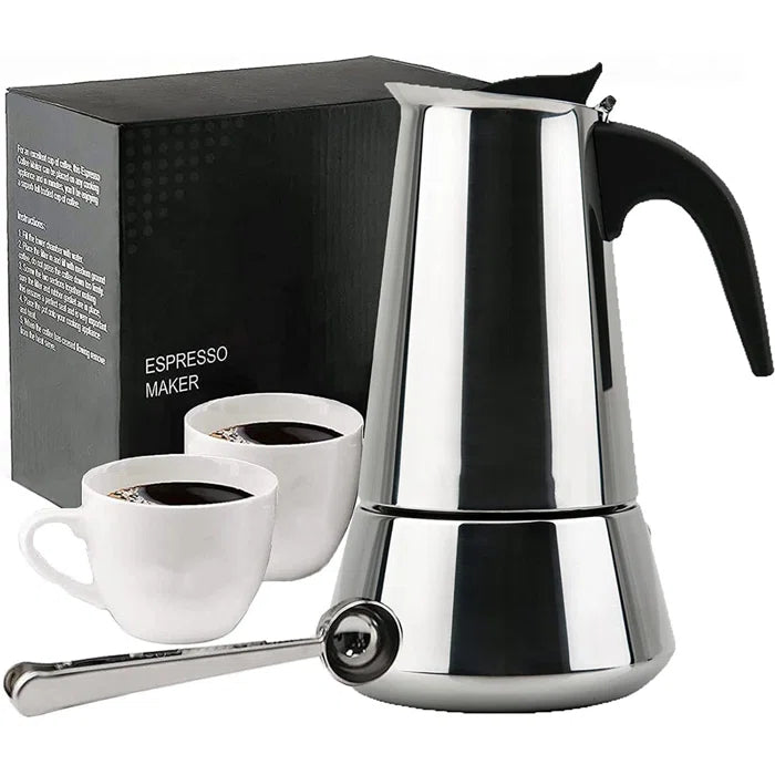 Stovetop Espresso Maker Stainless Steel 6 Cup Espresso Moka Pot For Full Flavored Espresso Percolator Italian Coffee Maker Stainless Steel Espresso Maker With Gift Package(2 Cups,1 Spoon)