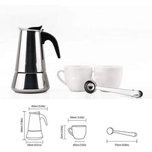 Load image into Gallery viewer, Stovetop Espresso Maker Stainless Steel 6 Cup Espresso Moka Pot For Full Flavored Espresso Percolator Italian Coffee Maker Stainless Steel Espresso Maker With Gift Package(2 Cups,1 Spoon)
