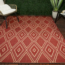 Load image into Gallery viewer, Stratford Geometric Indoor / Outdoor Area Rug in Red
