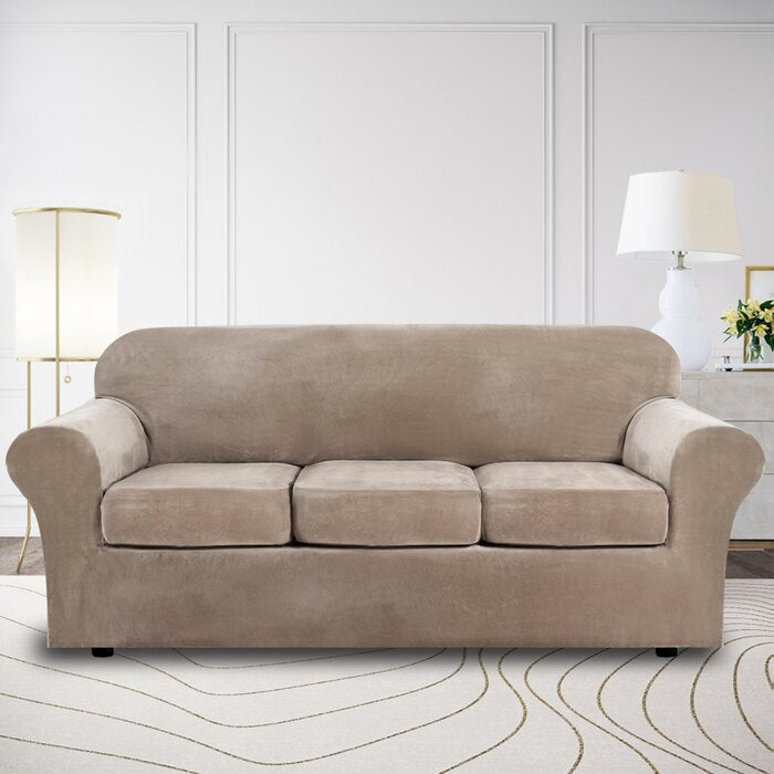 Stretch Plush Box Cushion Sofa Slipcover