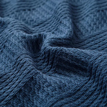 Load image into Gallery viewer, Full/Queen Navy Stripe Cotton Blanket
