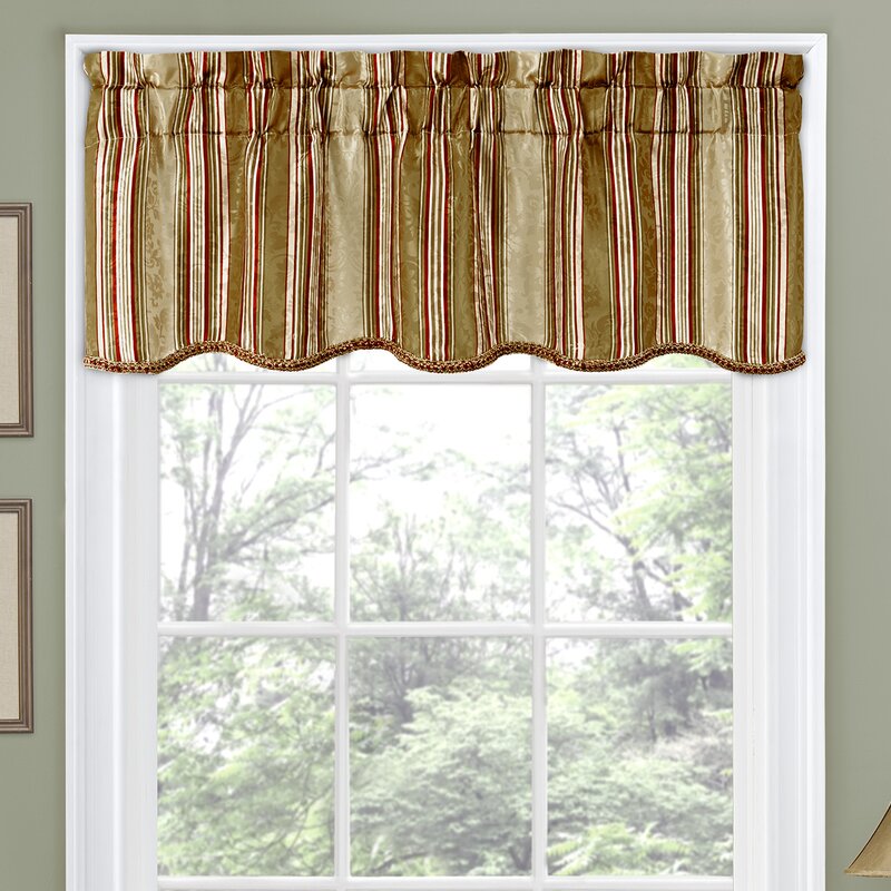 Stripe Striped Scalloped 52'' Window Valance, (Set of 5)