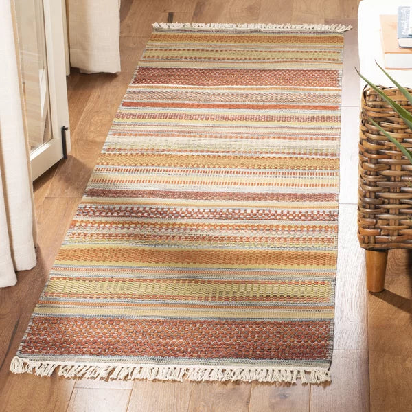 Striped Kilim Striped Handmade Handwoven Wool Area Rug in Beige 2'3