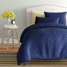 Load image into Gallery viewer, Twin Duvet + 1 Sham Navy Sturdivant 3 Piece Duvet Cover Set 221AH
