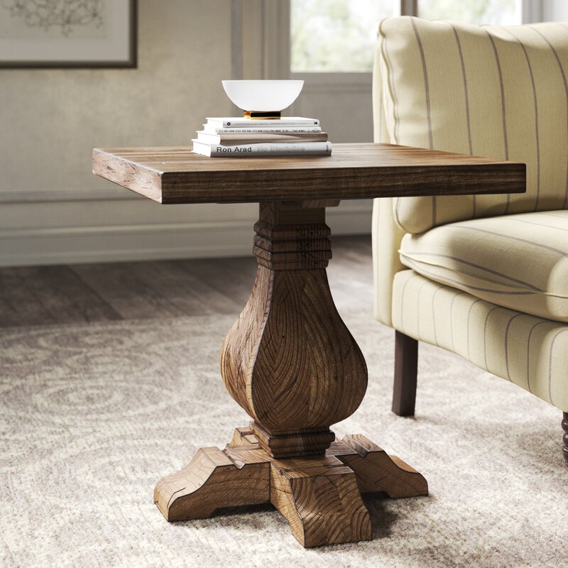 Summit 24'' Tall Solid Wood Pedestal End Table