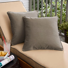 Load image into Gallery viewer, Sunbrella Canvas Taupe Corded Indoor/ Outdoor Pillow Set - 18 in x 18 in (Set of 2) 2766AH
