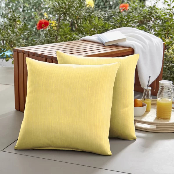 Sunbrella Textured Yellow Indoor/Outdoor Throw Pillow, Set Of 2 (Set of 2)