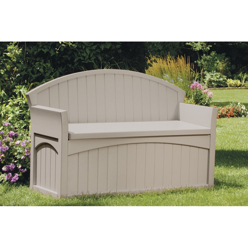 Suncast 50 Gallons Gallon Water Resistant Plastic Storage Bench in Light Taupe MRM2720