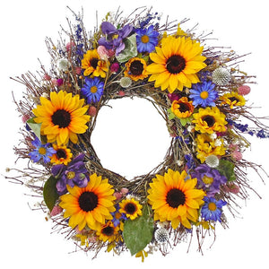 22" H x 22" W x 5" D Sunflower Bouquet Wreath 2372AH