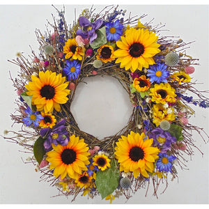 22" H x 22" W x 5" D Sunflower Bouquet Wreath 2372AH