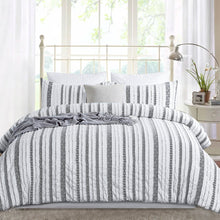 Load image into Gallery viewer, Suniya White/Black Texture Microfiber Reversible Tufted Pom Comforter Set, Twin
