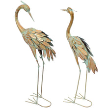 Load image into Gallery viewer, Elegant Golden Crane Metal Outdoor Garden Statue - 2 Statues
