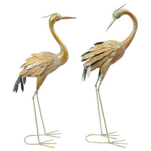 Load image into Gallery viewer, Elegant Golden Crane Metal Outdoor Garden Statue - 2 Statues
