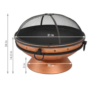 Sunnydaze 30" Fire Pit Steel with Copper Finish with Handles and Spark Screen 7293