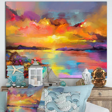 Load image into Gallery viewer, 24&quot; H x 32&quot; W x 1&quot; D Sunset Painting With Colorful Reflections I - Painting on Canvas
