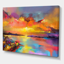 Load image into Gallery viewer, 24&quot; H x 32&quot; W x 1&quot; D Sunset Painting With Colorful Reflections I - Painting on Canvas
