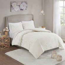 Load image into Gallery viewer, King/Cal. Comforter + 2 King Shams Off-White Susie Gray/White Standard Cotton 3 Piece Comforter Set
