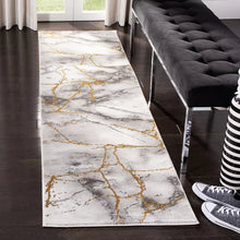 Load image into Gallery viewer, Swindle Abstract Area Rug in Gray/Gold 2&#39;3&quot; x 6
