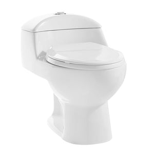 White Chateau 1.28 Gallons Per Minute GPF Elongated Comfort Height Floor Mounted One-Piece Toilet (Seat Included)