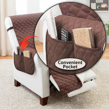 Load image into Gallery viewer, Chocolate/Tan T-Cushion Recliner Slipcover
